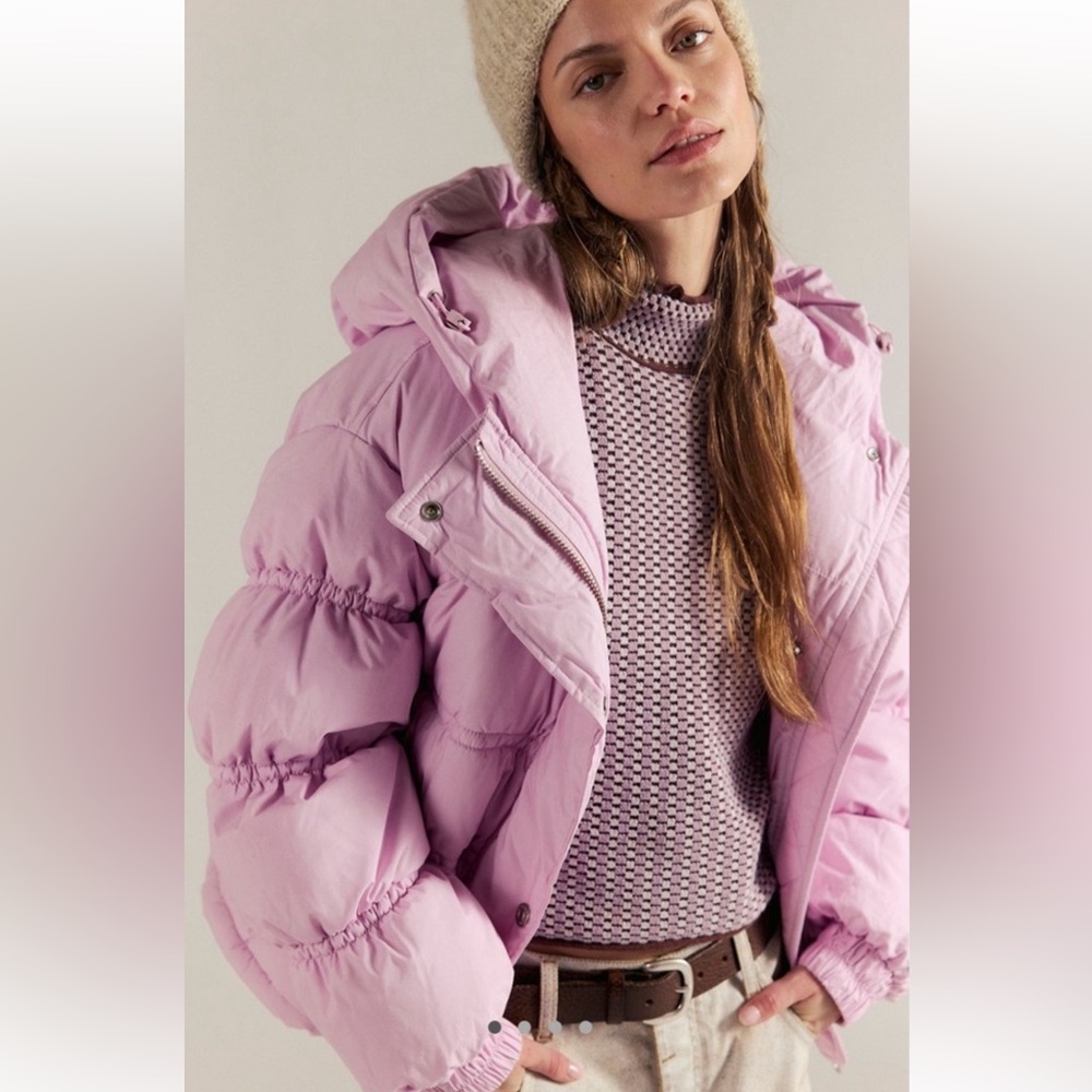 Free People Party Of One Solid Oversized Puffer Jacket - Size M